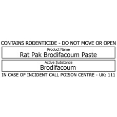 Bait Station Warning Label - Rat Pak